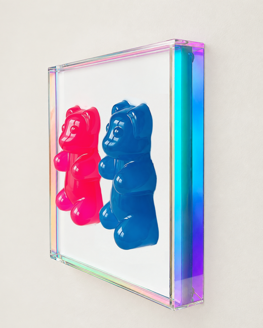 2 Glow-In-The-Dark Jumbo Gummy Bear Iridescent Wall Artwork Sculpture Statement Piece