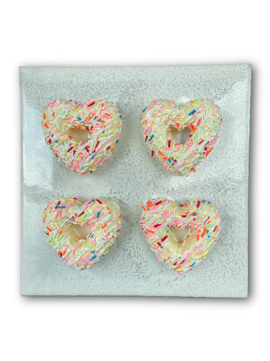Vanilla Sprinkle Donut Love - 8 x 8 in Resin PopArt