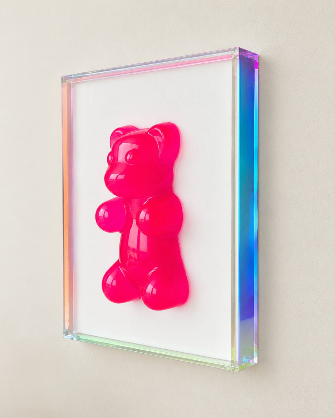 1 Glow-In-The-Dark Jumbo Gummy Bear Iridescent Wall Artwork Sculpture Statement Piece