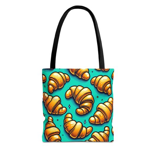 Teal Croissant Tote Bag