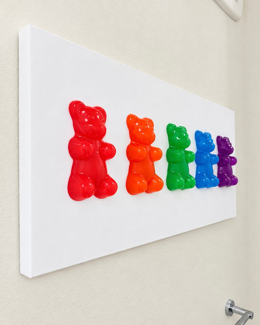 5 Glow-In-The-Dark Jumbo Gummy Bear Wall Artwork Sculpture Statement Piece