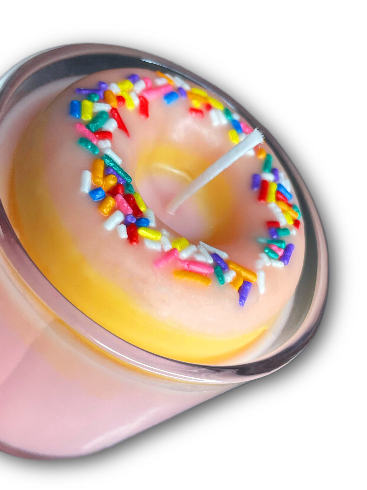 Rainbow Sprinkle Donut Candle - 10 oz Jar with Lid