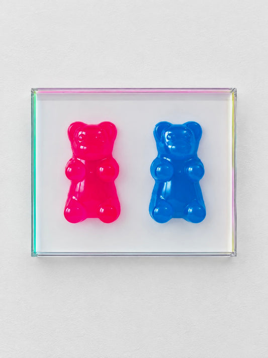 2 Glow-In-The-Dark Jumbo Gummy Bear Iridescent Wall Artwork Sculpture Statement Piece