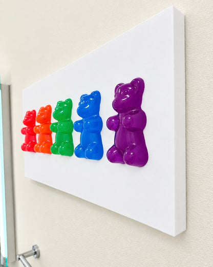 5 Glow-In-The-Dark Jumbo Gummy Bear Wall Artwork Sculpture Statement Piece