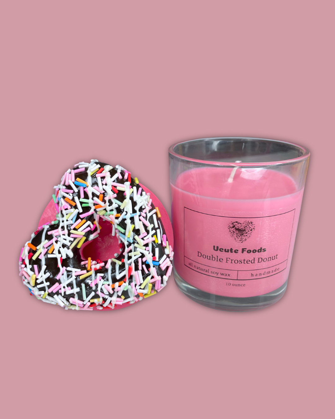 Double Frosted Donut Decorated Candle