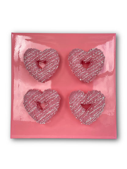 Pink Donut Love - 8 x 8 in Resin PopArt