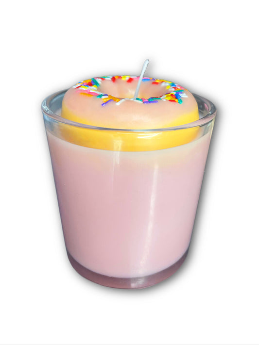 Rainbow Sprinkle Donut Candle - 10 oz Jar with Lid