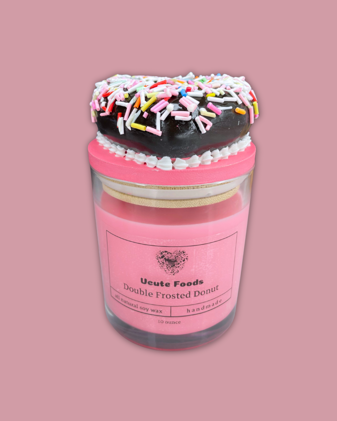 Double Frosted Donut Decorated Candle