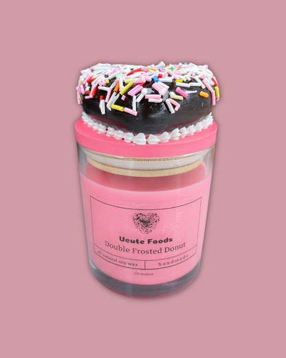 Double Frosted Donut Decorated Candle