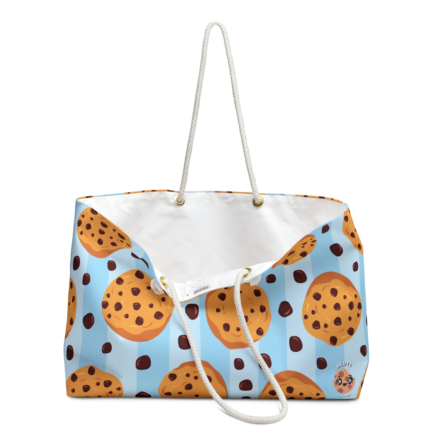Ucute Foods blue beach bag with cookies opened